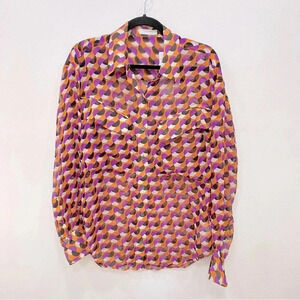 NWT Equipment FEMME Nanine tangerne MLT Sz Medium 100% Silk